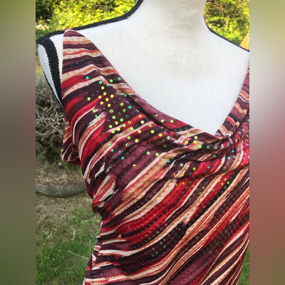 Vintage Y2K Sequin Abstract Striped Sleeveless Top - Picture 10 of 15